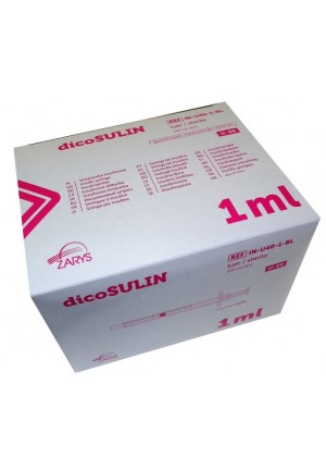 Strzykawka insulinowa Zarys Dicosulin 1ml U40 z igłą 0,4x13mm 100sz/op